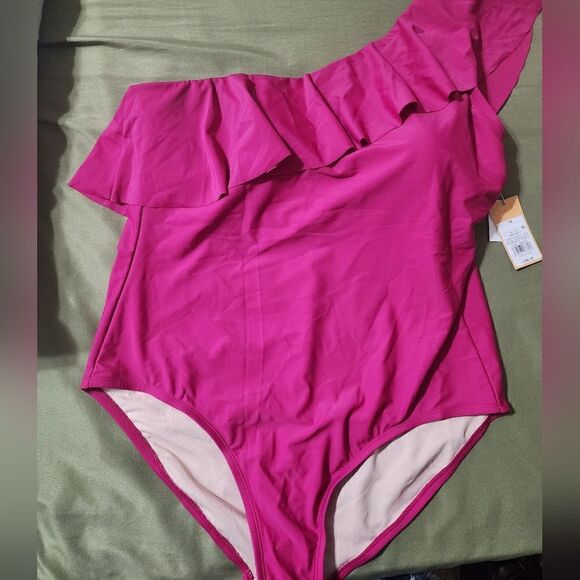 Kona Sol one piece one shoulder ruffles Swimsuit  Size 18 - Picture 2 of 4